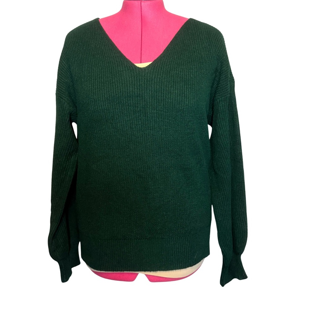 Cupshe Deep Green V-Neck Sweater